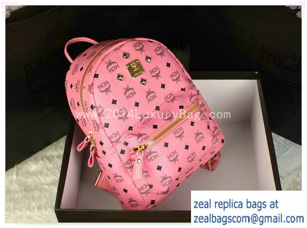 High Quality Replica MCM Stark Backpack Large in Calf Leather 8004 Pink - Click Image to Close